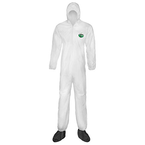 Lakeland MicroMax NS Microporous General Purpose Disposable Coverall with Boots, Elastic Cuff, Large, White (Case of 25)