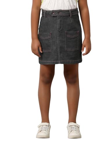 Image of Under Fourteen Girls Denim Hot Skirt | Skirt for Girls | Woven | 6-7 Yrs(Grey)