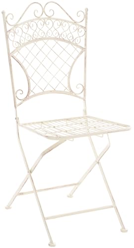 CLP Eisen-Klappstuhl Adelar im nostalgischen Design I Klappbarer Gartenstuhl mit edlen Verzierungen I erhältlich, Farbe:antik-Creme
