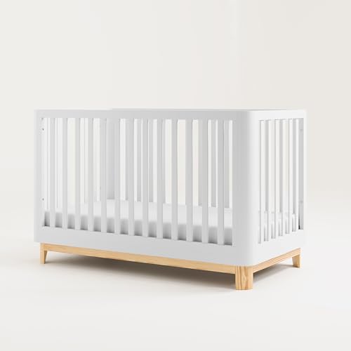 image for Storkcraft Santos 3-in-1 Convertible Crib (White with Natural) – GRE