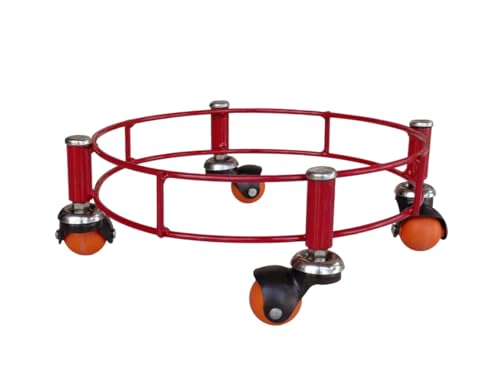 Image of Rincy Red Colour Heavy Unbreakble Wheel LPG Gas Cylinder Trolley Stanless Steel with 4 Wheels - Strong Cylinder Stand for Home Use (-1 Pc)