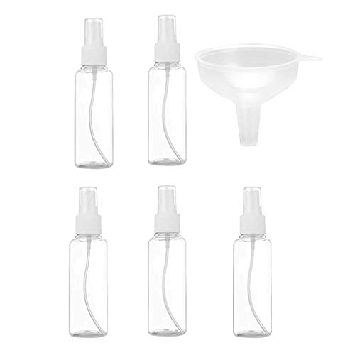 Preisvergleich Produktbild Rosennie Sprühflasche Transparente Leer Feinen Nebel Sprühflasche Reise Zerstäuber Flaschen 50ml, Plastiksprühflasche Reiseflasche Set und 1 Trichter,5er Pack / 12er Pack Reiseflasche Set