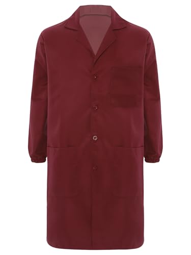 Image of Mens Lab Coats Unisex Workwear Uniform Work Resistant V Neck Long Sleeve Science Lab Coat Jacket