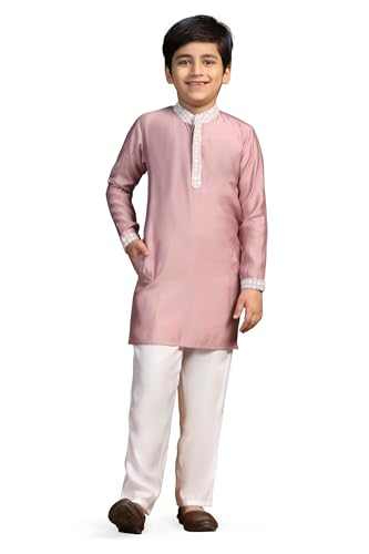 Image of Fashion Dream Boy's Chanderi Silk Embroidered Kurta Pajama Set|Boys Kurta Set|Kids Ethnic Set