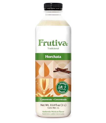 Frutiva Authentic Horchata Drink Mix | Made in Mexico with Cane Sugar, Oats & Cinnamon | Aguas Frescas Concentrate Makes 2.6 Gallons | No High Fructose Corn Syrup | Perfect for Drinks, Desserts & More
