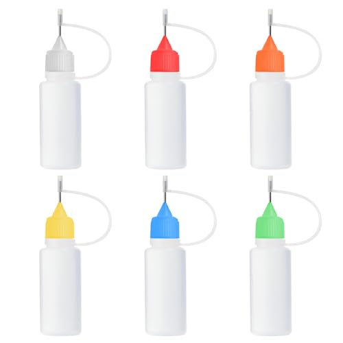 6 Pcs Flacon Pipette, 5ml Flacons à Pointe de Précision, Bouteille de Précision, avec Pointe D'aiguille, Flacon Souple, Bouteille de Colle Vide, pour appliquer des...