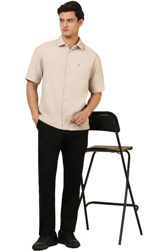 Image of Allen Solly Men's Textured Casual Shirt | Drop Shoulder | Half Sleeve | Relaxed Fit | Casual & Streetwear Style
