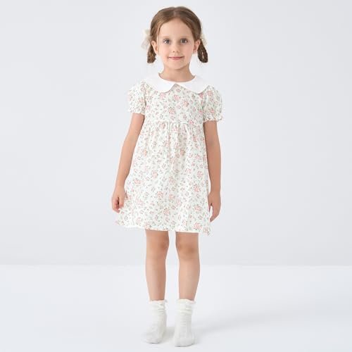 pureborn Baby Toddler Girl Woven Dress Short Sleeve Cotton Playwear Dresses 0-5T2