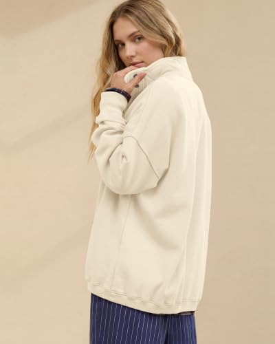 Image of Gacaky Sweatshirt for Women Oversized Casual Long Sleeve Button Henley Neck Pullover Tops Fashion Outfits Clothes