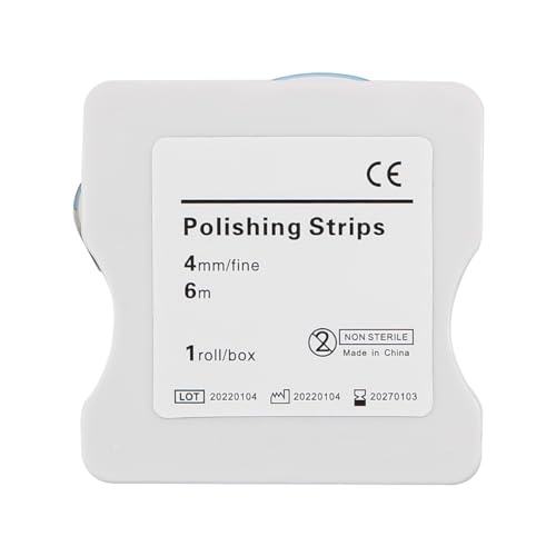 Alnicov Zahnschleifpapier, Zahnpolierstreifen, 4 mm Breite, 6 m/Rollen/Box, Zahnschleifpapier, Interdental-Schleifwerkzeuge zum Polieren von Zähnen