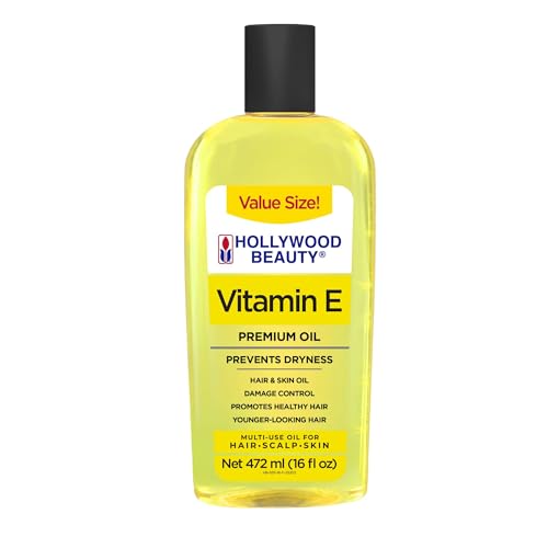 Hollywood Beauty Vitamin E Oil for Hair, Scalp, and Skin, VALUE SIZE 16 fl oz - Prevents Dryness and Helps Repair Damage