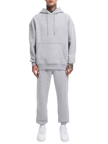 LINMYZAI Grey Sweat Suits Men Jogging Tracksuits 2 Piece Set