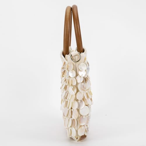 Handwoven Seashell Bag, Crochet Shell Purse, Cute Conch Shoulder Handbag, Pearl Clutch Purse, Summer Beach Tote Bag for Women4