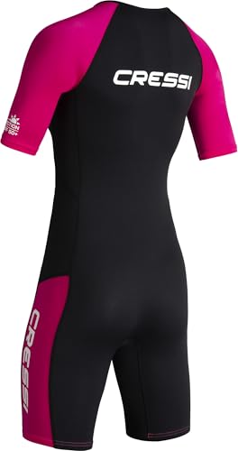 CRESSI Tiburon Lady Shorty Wetsuit Black/Pink 2mm S/2 - Traje Corto de Neopreno y Elastano de 2 mm para Mujer, Cremallera Frontal YKK, Negro/Rosa, S/2 - imagen 6