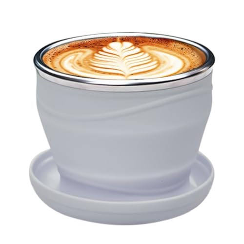 Generisch Taza de silicona, taza de café de 180 ml con tapa y correa, taza portátil para café, bebidas frías, de picnic al aire libre Generisch Taza de silicona, taza de café de 180 ml con tapa y correa, taza portátil para café, bebidas frías, de picnic al aire libre