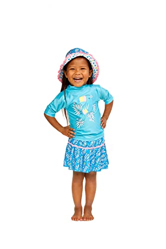 UV SKINZ UPF 50+ Girls 3-Piece Swim Set (7, Aqua Rainbow Toucan)