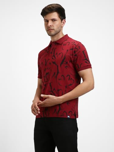 Image of Dennis Lingo Men's Cotton Printed Slim Fit Button-Down Short Sleeve Polo Tshirt