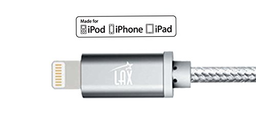 LAX iPhone Charger Lightning Cable - MFi Certified Durable Braided Apple Lightning USB Cord for iPhone 11/11 Pro Max/XS Max/X/iPad, iPod & More