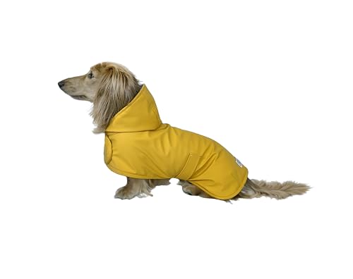 HUDSON HOUND Dachshund Raincoat - Waterproof & Windproof Dog Jacket for Long Weiner Dogs, Adjustable...