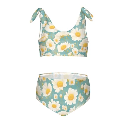 Daisy Girl 2 Piece Bikini Set Scoop Neck Swimsuit Swimming Suits Adjustable Strap