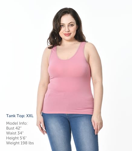 Image of Comfneat Women's 4-Pack Slim-Fit Basic Tanks Cotton Casual Comfy Top Underwear Vests
