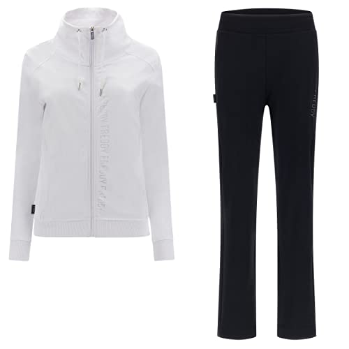 Tuta FREDDY Bicolore - Cotone 100%, Collo Bordato, Pantaloni Dritti, Bianco-Blu Navy