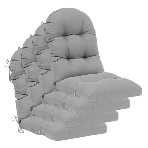 Image of QILLOWAY Outdoor High Back Chair Cushion for Adirondack, All Weather Rocking Chair Cushions Thick Padded Replacement for Patio Furniture Set of 4,Grey