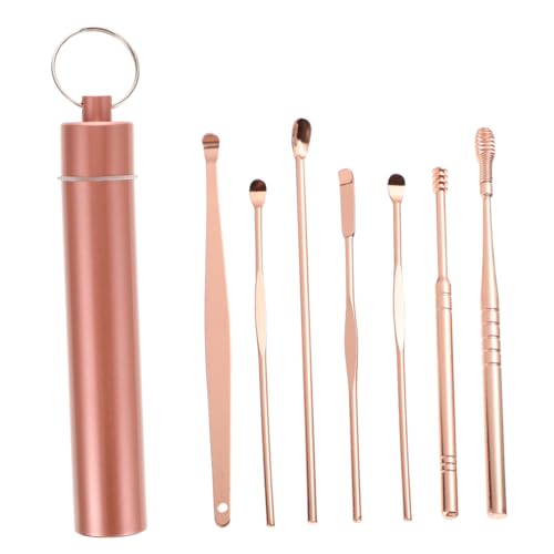 HAPINARY ステンレス製耳垢除去キット 7点セット 耳掃除ツール ポータブル収納チューブ付き 耳かきワックス 赤ちゃんと家族向け