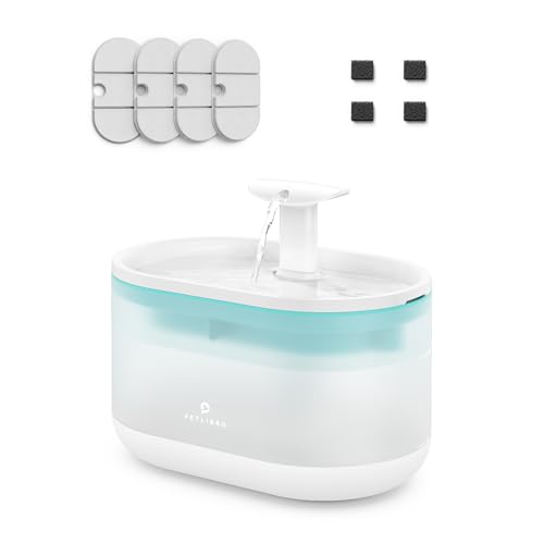 Image of PETLIBRO Pet Water Fountain, Visible Water Level Design, 2.1L Quiet Pet Water Dispenser with Dual Water Modes and 4 Replacement Filters for Cats and Small Dogs, Blue