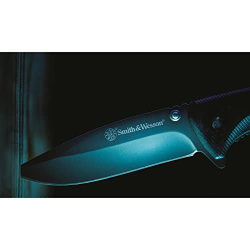 Image of Smith & Wesson Velocite 7.75in High Carbon S.S. Assisted Folding Knife with 3.5in Clip Point Blade and Polymer Handle for Outdoor, Tactical