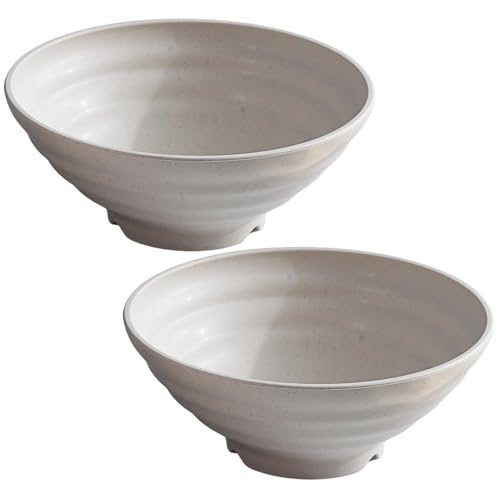 Image of Wheat Straw Salad Bowls Set (900ml) - Large Microwave Safe, Unbreakable & Stackable Bowls for Salad, Pasta, Soup, Ramen - BPA-Free, Eco-Friendly, Lightweight Serving Bowls for Kitchen (2, Beige)