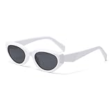 LJCZKA Gafas de Sol Ovaladas Retro para Mujer Hombre Gafas de Sol Ojo de Gato Ovaladas y2k Vintage Años 90 Moda Protección UV400 (Blanco Negro)