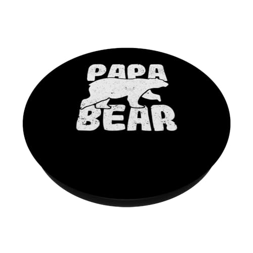 Papa Bear Funny Father's Day Family Matching Couple Daddy PopSockets Swappable PopGrip, Black - Image 2