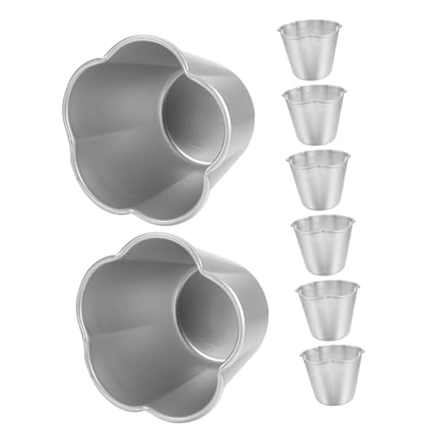 Cabilock 8piezas Moldes De Aluminio Antiadherentes Forma De Flor Para Tartaletas Pudding Magdalenas Cupcakes y Tartas De Queso