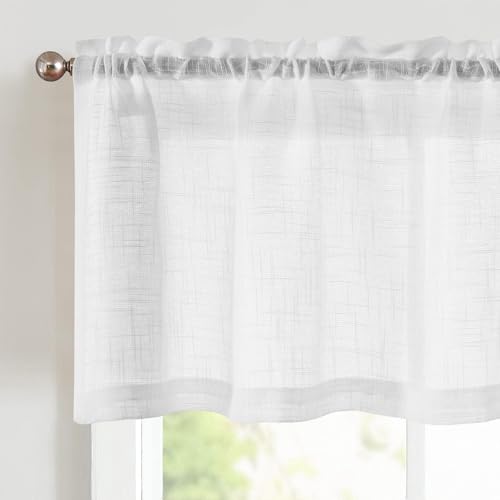 Rideaux à Panneaux, Lot de 2 Rideaux Bistrot 60 x 45 cm (l x H) Rideau Court, Rideau de Cuisine, Pour Salle de Bain,Décoration de Petite Fenêtre, Blanc