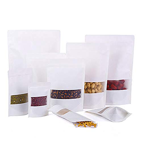 Dproptel - Bolsas de papel kraft con cierre de cremallera, impermeables, reutilizables, con bolsa de almacenamiento de alimentos 9 x 14cm