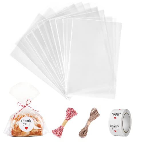 Carehabi 200 pezzi di Sacchetti Cellophane sacchetti in plastica per confezionamento Cellophane Biscotto caramelle con perline regalo