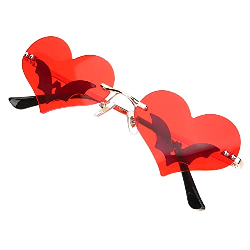 Healvian Funny Heart Sunglasses Rimless Sunglasses for Women Cool Teen Glasses Beach Party Accessory