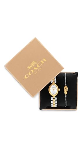 Image of Coach Sammy Women's 2H Quartz Watch Gift Set with Matching Adjustable Jewelry Bracelet - Oval Case - Minimalist Style - Gift for Her - 22.5mm