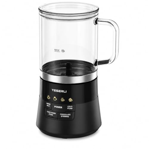 YESERLI 4-in-1 Electric Milk Frother and Steamer with Detachable Glass Jug, Automatic Hot & Cold Foam Maker, 8.5 oz Frothing/13.5 oz Warming, Dishwasher-Safe Milk Warmer for Latte & Hot Chocolate - image 1