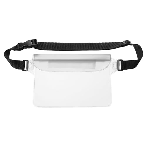 Bolsa seca impermeable HARFINGTON para cintura, color blanco transparente, con correa ajustable y diseño flotante, ideal para viajes, playa, natación, kayak y actividades acuáticas