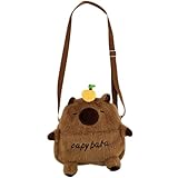FOSDICK Capibara Peluche Bolso Bandolera Niña, Bonito Bolsos para Niñas, Felpa Capibara Bolso Niña, Bolsos Bandolera con Correa Ajustable Hombro, Bolso Cruzado Regalos para Niñas, 22 x 21 x 4.5cm