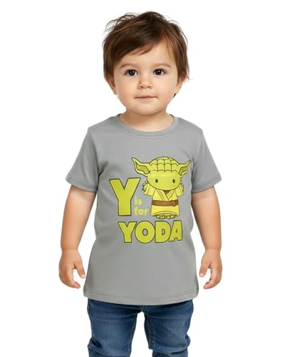 Mighty Fine child T-Shirt - Y Is for Yoda 3T Grey