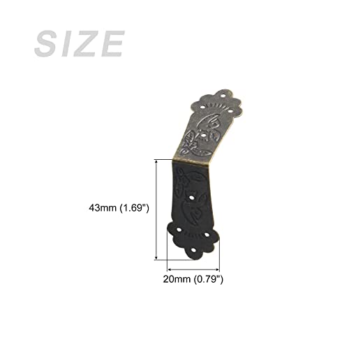 METALLIXITY Box Corner Protectors Decorative(43mm/1.69") 12Pcs, Metal Wood Case Edge Guard - for Furniture Table Wood Case Bronze - Image 2