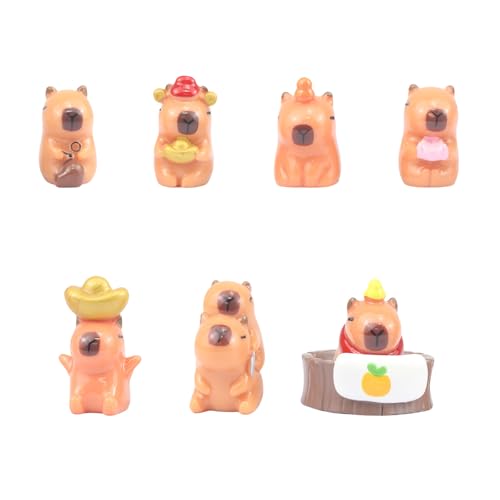 GlamRays 8 Piezas Figuras Mini Capibara, Miniatura Accesorios Jardin de Hadas, Mini Conjuntos de Figuras, Decoración de Maceta Jardín, Esculturas