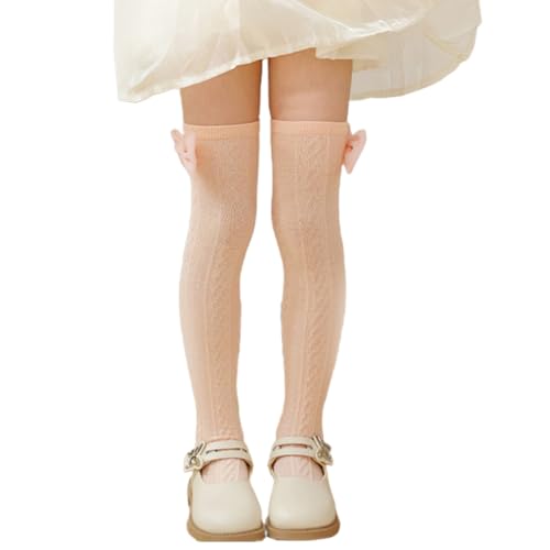 Pack Of 1 Pair Girls Breathable Mesh Knee Length Socks Bowknot Accent Socks Stretchy Comfort For Ages 3-13 Years Stackable St