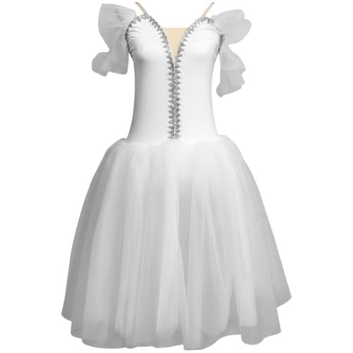 Tsffae Falda De Ballet Blanca, Vestido De Baile Profesional para Actuaciones, Tutús Blancos Largos para Mujer.