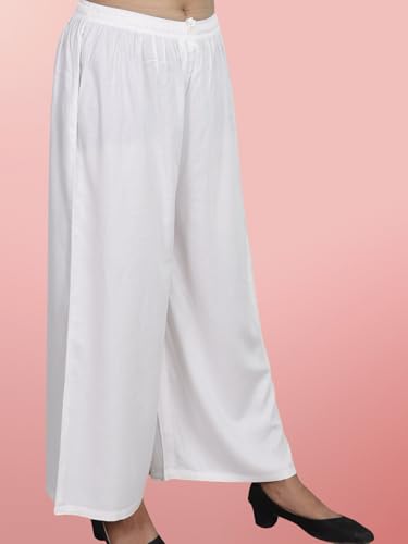 Image of Women's Solid Rayon Palazzo Pants Regular Palazo