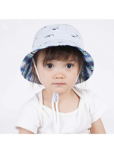 Baby Sun Hat Baby Hats 0-6 Months For Boys Girls Infant Sun Bucket Hat For Sun Protection Summer Beach Hat Wide Brim Outdoor Play Hat Navy Fish 3-6 Months #TOP3