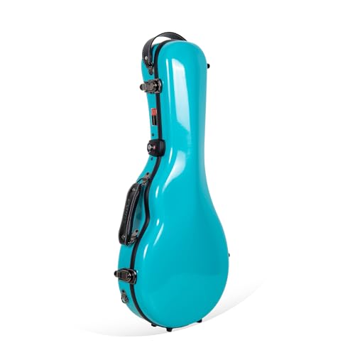 Crossrock Fiberglass Mandolin Case – Contoured for A & F-Style (Universal Fit) | Mint Blue Gloss, Forest Green Velvet, TSA Lock, Backpack Straps, Accessory Compartment – Sleek Pro Travel Case?